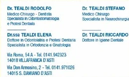 Inserzione di Studio Dentistico Tealdi sulla pagina sponsor di Ferrere Miele